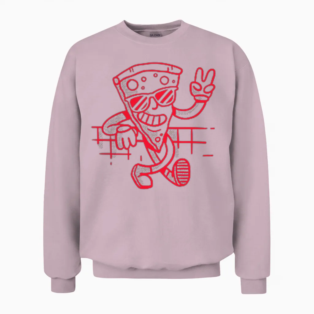 Pizzeria Italiano Best Pizza in Town (backprint) Unisex Sweatshirt in Light Pink