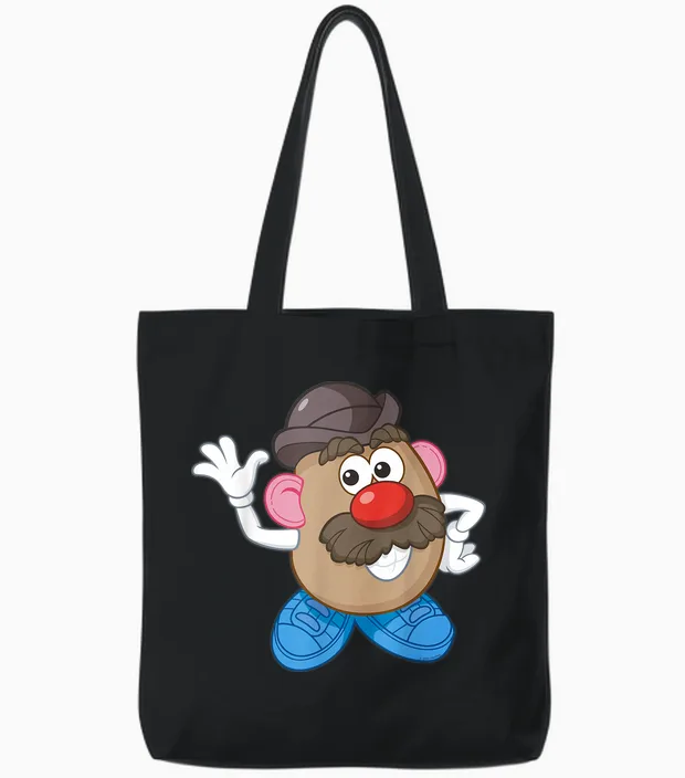 Mr. Potato Head Simple Portrait Tote Bags in Black