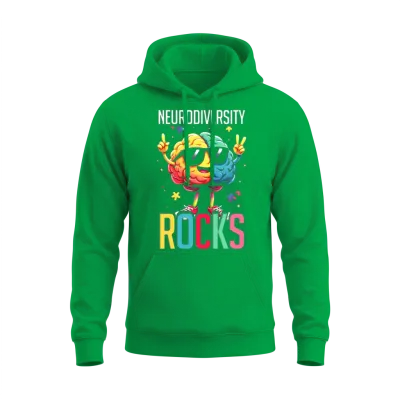 Autistic Autism Neurodiversity Rocks Unisex Hoodie - Irish Green
