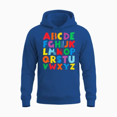 Bunte Großbuchstaben Lernen Abc Jungen Mädchen Kinder Unisex Hoodie - Royal