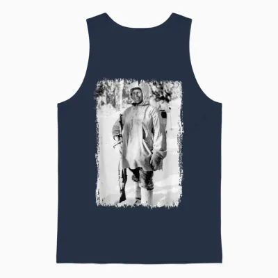 Simo Häyhä, the White Death, Famous Finnish Sniper Unisex Tank Top - Navy