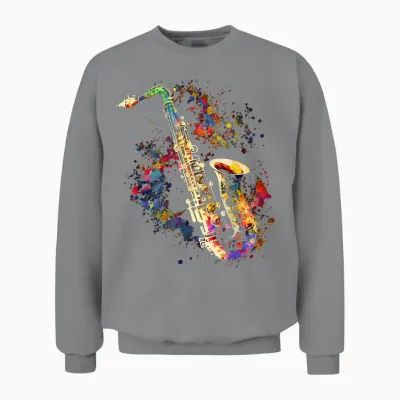Saxophone Musician Saxophone Gift T-Shirt, Black Unisex Sweatshirt - Sport Grey