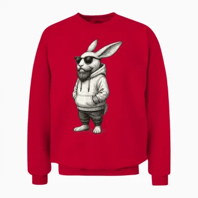 Cooler & Lässiger Osterhase Mit Sonnenbrille Und Bart Unisex Sweatshirt - Red
