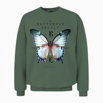 Effect Butterfly Insect Moth Butterfly Chaos Butterfly T-Shirt, Gray Unisex Sweatshirt - Military Green