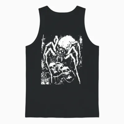 Crust Punk Spider Horror Creepy Edgy Goth Grunge Weirdcore T-Shirt, Black Unisex Tank Top - Black
