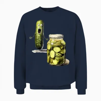 Funny Pickle Surprise a Cucumber and a Jar of Sliced Pickles Unisex Sweatshirt - Navy