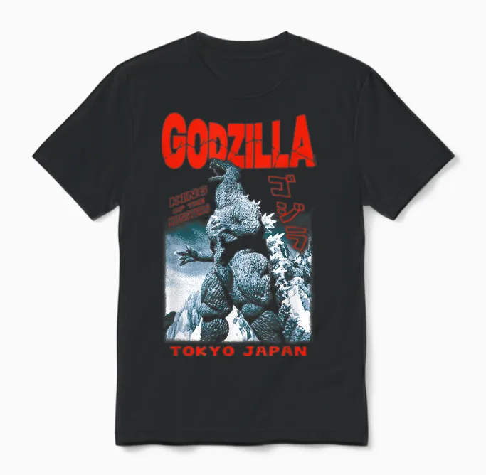 Godzilla King of the Monsters Tokyo Japan Red Text Movie Unisex T-Shirt in Black