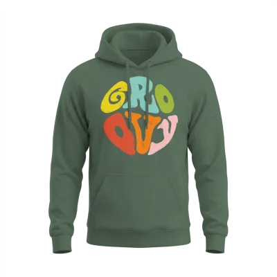 Retro Groovy Unisex Hoodie - Military Green