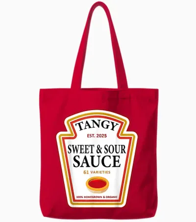 Tangy Sweet and Sour Sauce Group Condiment Halloween Costume Tote Bags - Red