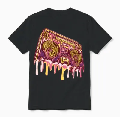 Retro Boombox, Boombox, Music Unisex T-Shirt - Black