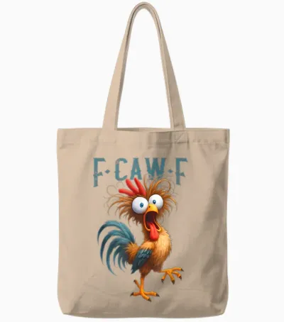 F-Caw-F Chicken Humor F-Caw-F Quote Rooster Meme Tote Bags - Natural