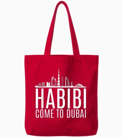 Habibi Come to Dubai Funny Rich Arabic Money Stack Dubai Tote Bags - Red