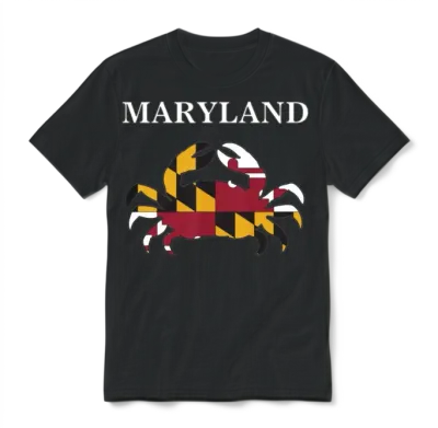 Maryland State Maryland Flag Crab Art Blue Crab Unisex T-Shirt - Black
