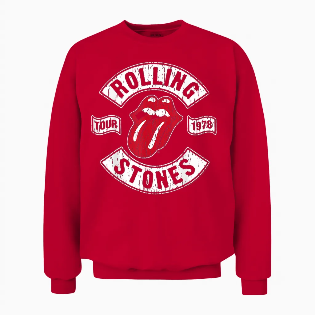 Official the Rolling Stones Us 78 Tour Black for Fans Unisex Sweatshirt in Red