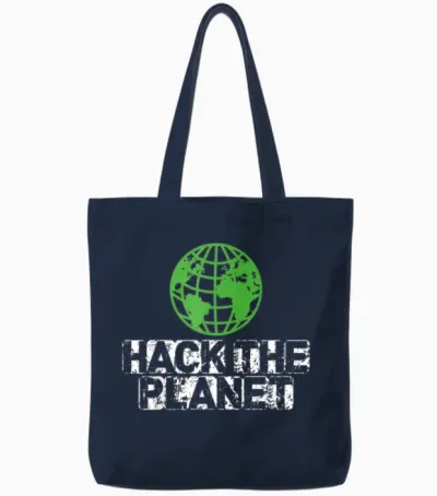 Hack the Planet Cybersecurity Hacker Computer Coder Tote Bags - Navy