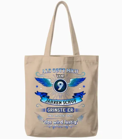 Als Gott Mich Vor 9 Jahren Schuf Grinste Er 9. Geburtstag Tote Bags - Natural