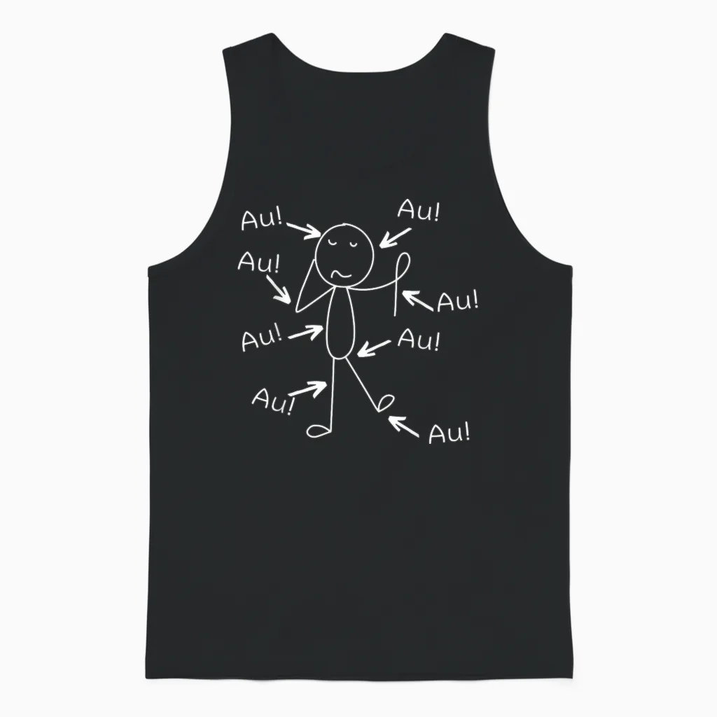 Funny Old Man Old Woman Aua Au Birthday T-Shirt, Black Unisex Tank Top in Black