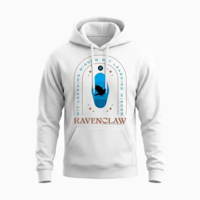 Harry Potter New Design 2025 Ravenclaw with Wisdom Unisex Hoodie - White