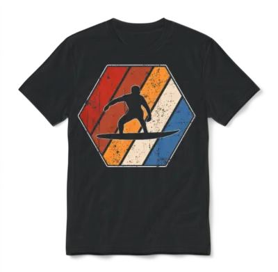 Surfer Retro Unisex T-Shirt - Black