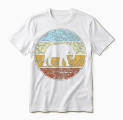 Elephant Retro Unisex T-Shirt - White