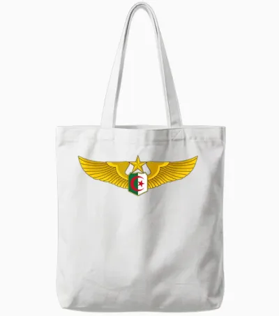 Large Flag Algeria Air Force T-Shirt, Black, S Tote Bags - White