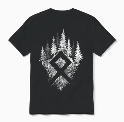Viking Rune Othala Symbol of Family T-Shirt, Black, S Unisex T-Shirt - Black