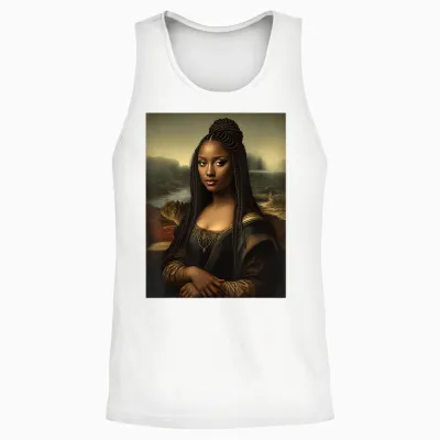 Black Mona Lisa African American Black History Month Funny Unisex Tank Top - White