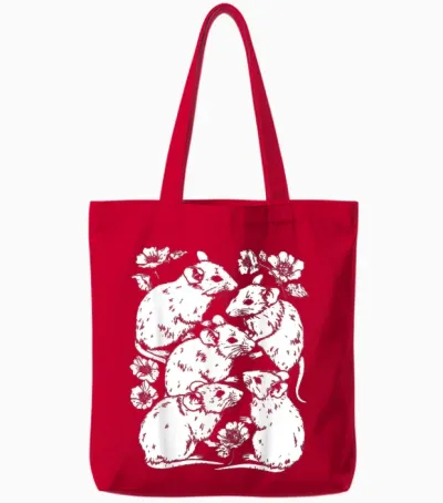 Cute Rats | Ratcore Rat | Pastel Goth Gothic Grunge Punk Tote Bags - Red