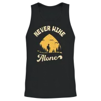 Never Hike Alone Mountain Dog Hiking Hiker Design Unisex Tank Top - Black – 2