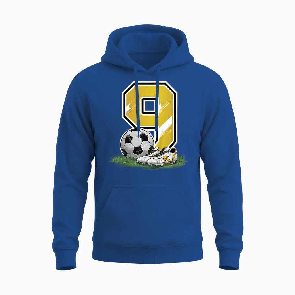 Kinder 9. Geburtstag Junge 9 Jahre Fussballer Fussball Geburtstags Unisex Hoodie in Royal