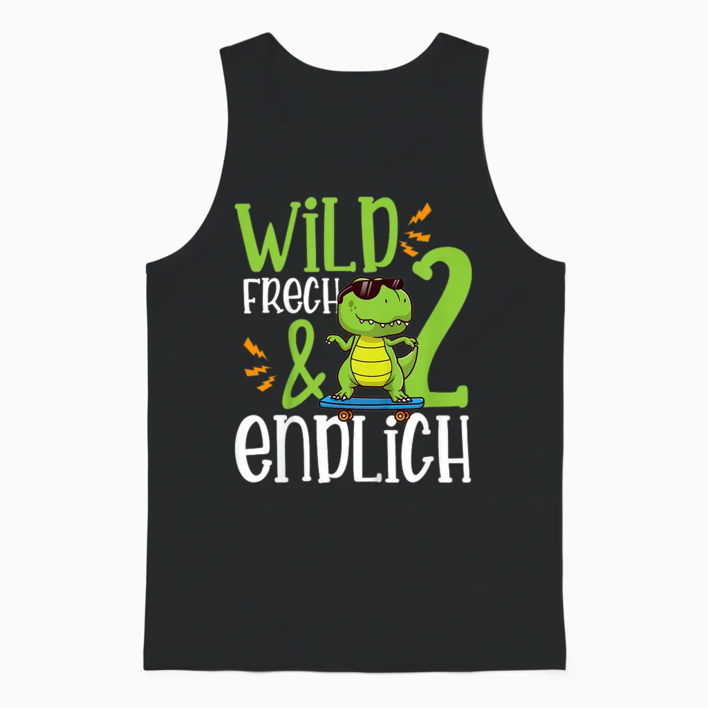 Children's T-Shirt Wild Frech & Finally 2 Second Birthday, Black Unisex Tank Top in Black