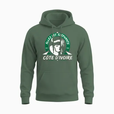 Ivory Coast Pride Cote D'ivoire Heritage Elephant Unisex Hoodie - Military Green