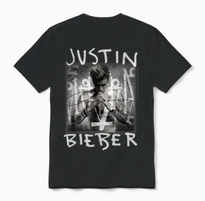 Justin Bieber Purpose Album Cover by Rock Off Unisex T-Shirt - Black
