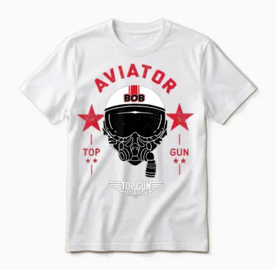 Top Gun Maverick Bob Aviator Helmet T-Shirt, Blue, S Unisex T-Shirt - White