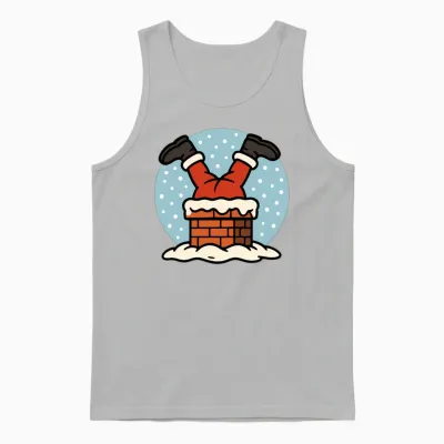 Santa Feet Snow Chimney Humor Unisex Tank Top - Ash