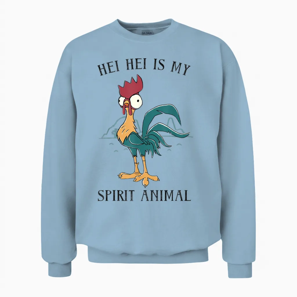Disney Moana Hei Hei Is My Spirit Animal Portrait Unisex Sweatshirt in Light Blue