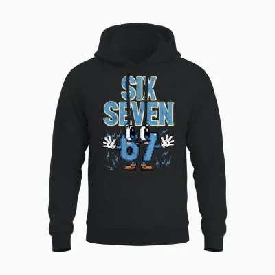 Six Seven 67 Eyes Funny 6 7 Meme Gen Alpha Boys Girls Unisex Hoodie - Black