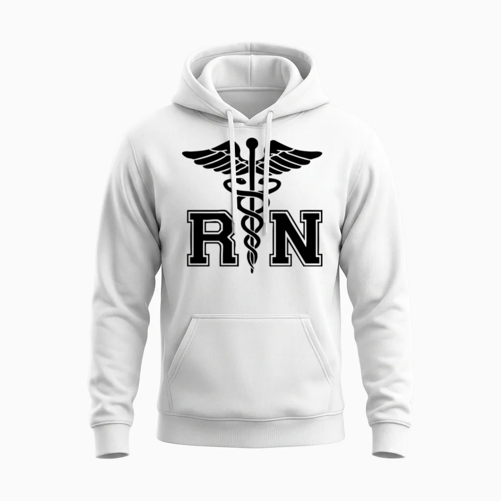Rn Registered Nurse Nurses Gift Unisex Hoodie in White