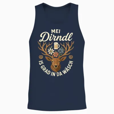 Dirndl Ersatz Tracht Mei Dirndl Is in Da Wäsch Oktoberfest Unisex Tank Top - Navy