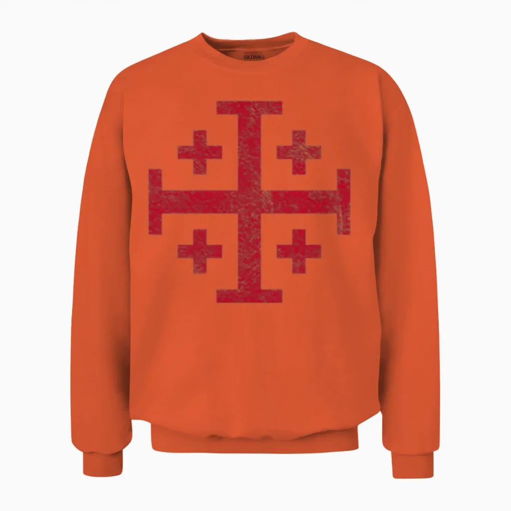 Knight's Templar Jerusalem Cross Kingdom Of Unisex Sweatshirt in Orange