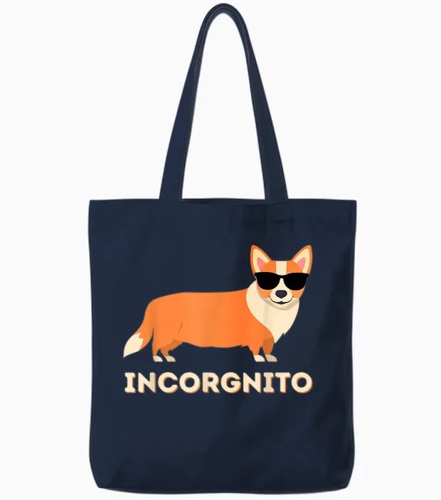 Incorgnito - Funny Welsh Corgi Owner Dog Lover T-Shirt Small Tote Bags in Navy