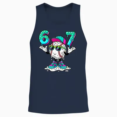 67 Meme Six Seven 6 7 Meme Funny Baseball Ice Cream Drip Unisex Tank Top - Navy