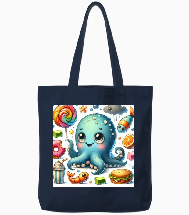 Funny Animal Tote Bags in Navy