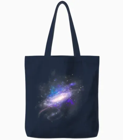 Galaxy Space Planets Universe Stars Moon Astronomer T-Shirt, Black Tote Bags - Navy