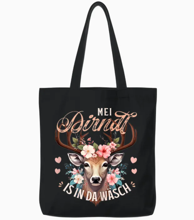 Women's Traditional Costume T-Shirt, Costume Replacement Dirndl T-Shirt, Black Tote Bags in Black