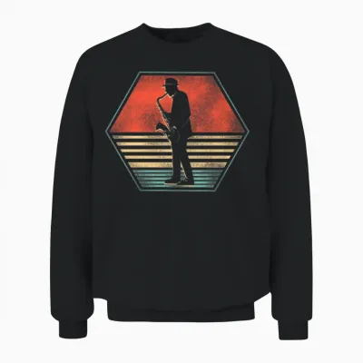 Saxophone Retro Vintage Unisex Sweatshirt - Black
