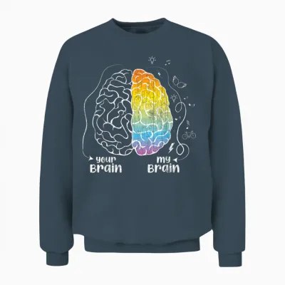 Your Brain My Brain Adhs Awareness Orange Ribbon Grafik Unisex Sweatshirt - Dark Heather