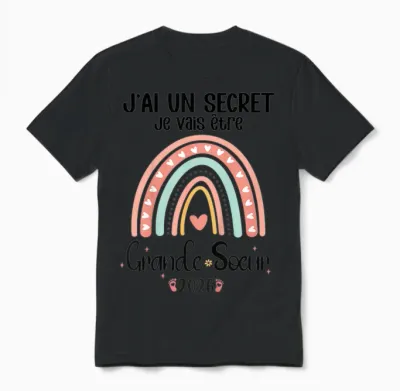 Child Future Big Sister 2026 Je Vais Etre Grande Soeur Unisex T-Shirt - Black