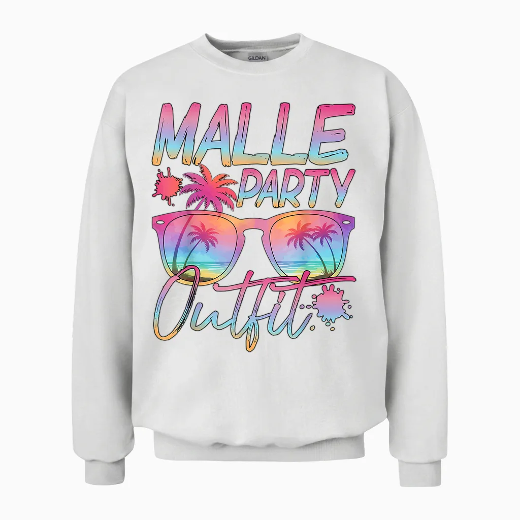 Malle Party Crew Groups Motif Mallorca Party Outfit Unisex Sweatshirt in White