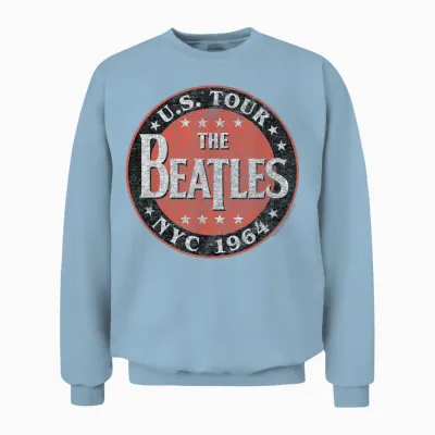 The Beatles Us Tour Nyc 1964 Short Sleeve Unisex Sweatshirt - Light Blue